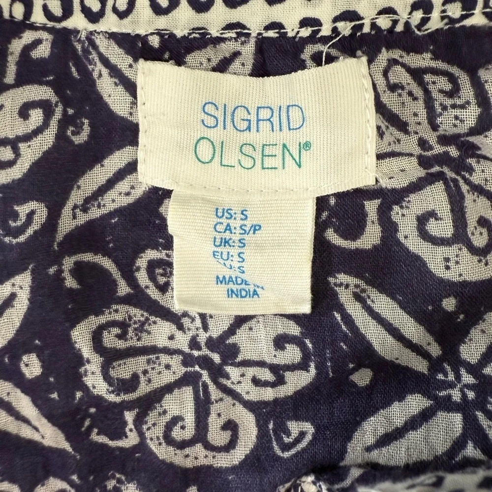 Sigrid Olsen Blue and White Tunic Top - Picture 4 of 6